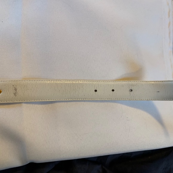 Stylish Vintage Palsha Picasso White Genuine Leather Belt with Gold Hardware! main image 8